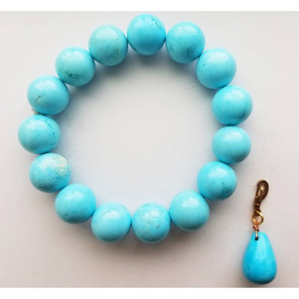 Turquoise Beaded Stretch Bracelet with matching removable dangle charm